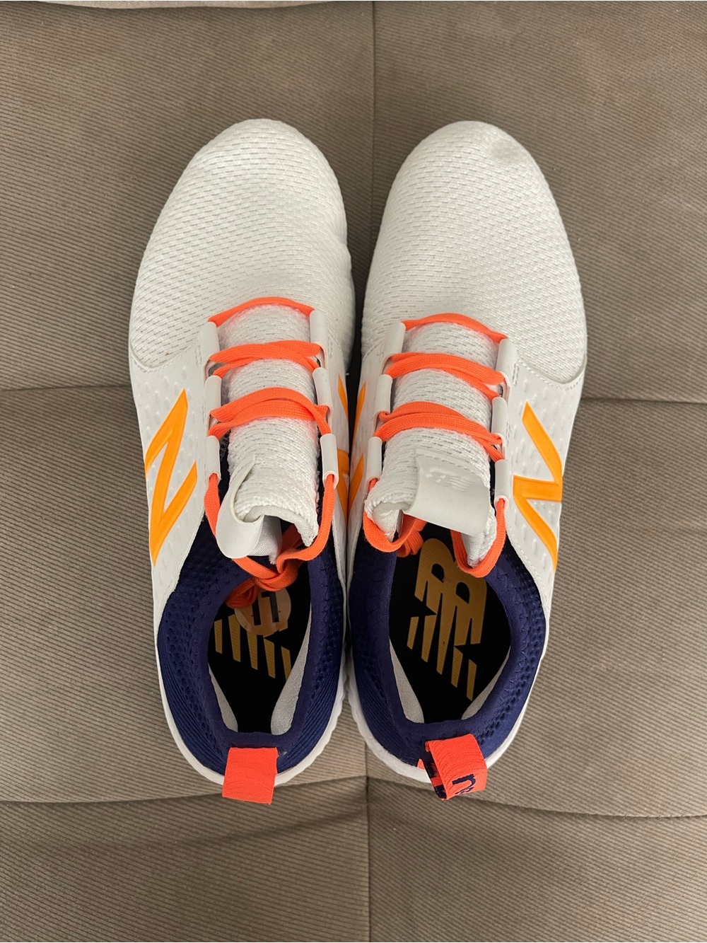 New Balance Mens Fresh Foam Cruzvl Reissue White Sneakers with Orange Accents